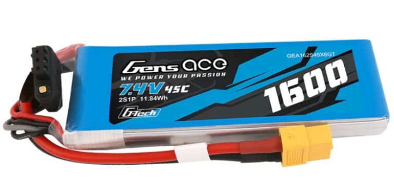 Lipo 1600mAh 7,4V 45C XT60 2S1P Gens Ace G-Tech - GENB45C16002S
