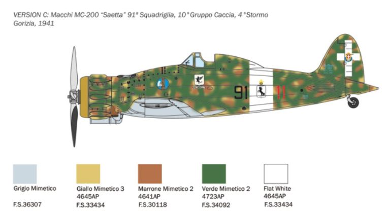 Macchi MC-200 Saetta 1/48 terzo stormo Ciampino 1941 - ITA2815 - immagine 5