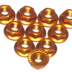 Dadi ruote flangiati orange M4 10pz con bloccaggio grover - GPEDLN-M4S-OR