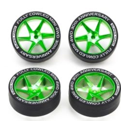 Set Cerchi Verdi Gomme Dure Mini4wd 30° anniversario Fully Cowled - TAM95666