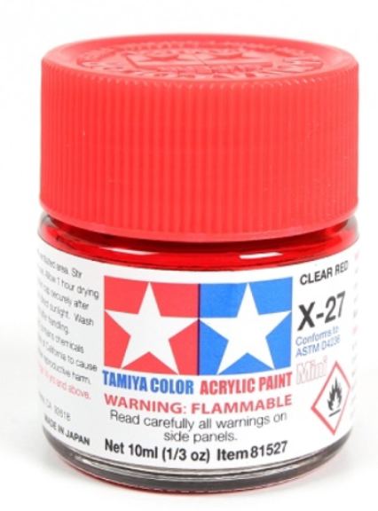 Colore acrilico X-27 Clear Red 1pz da 10ml trasparente lucido - TAM81527-1PZ