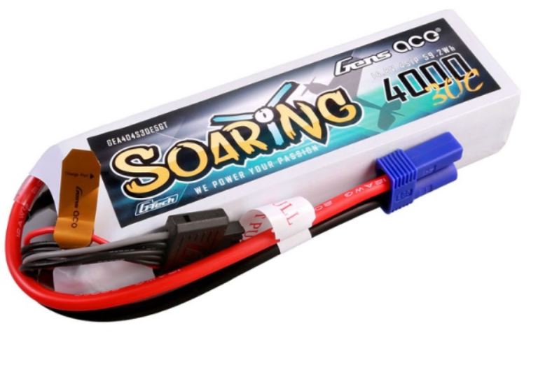 LiPo Soaring 14,8v 4000mAh 30C 4S1P EC5 G-Tech Gens Ace - GEN404S30E5GT - immagine 3