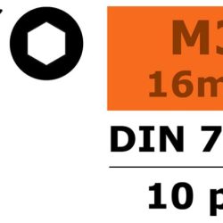 Viti testa svasata a brugola 3x16mm 10pz in acciaio - SUGF-0101-005