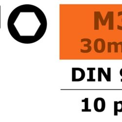 Viti testa a brugola 3x30mm 10pz in acciaio parzilmente filettata - SUGF-0100-022