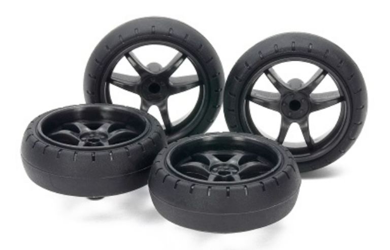 Cerchi Carbon a V con gomme a grande diametro 31mm Mini4wd - TAM15546