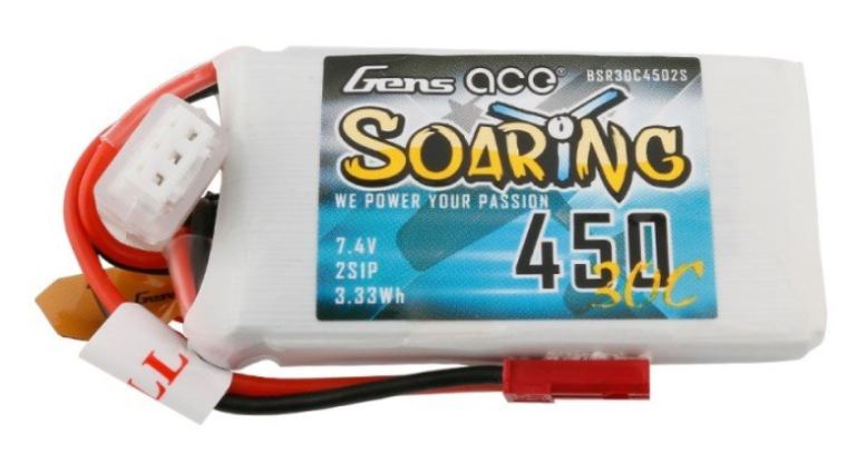 LiPo Soaring 7,4v 450mAh BEC Gens 2s1p - GENBSR30C4502