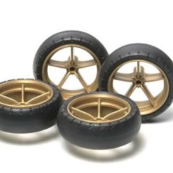 Cerchi oro con gomme bombate Mini4wd - TAM15368