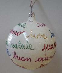 SFERA 8cm CON SCRITTE      1pz Vetro Soffiato - YSA6077