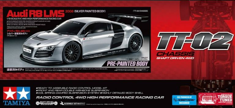 Audi R8 LMS 2008 verniciataTT02 4wd in kit con regolatore - TAM47517