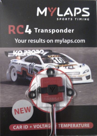 Transponder RC4 rosso MyLaps con supporto di plastica per fissaggio - COB-10R120