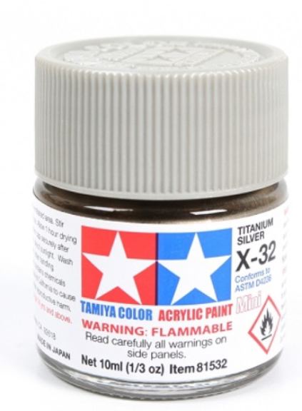 Colore acrilico X-32 Titanium Silver 6pz da 10ml lucido - TAM81532