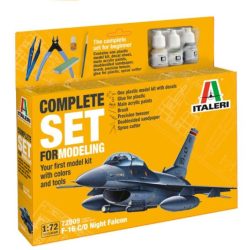 F16 C/D Night Falcon 1/72 Starter kit con colla,colori,pennelli e pinze - ITA72009