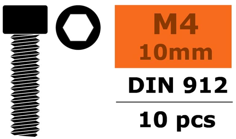 Viti testa a brugola 4x10mm 10pz in acciaio - SUGF-0100-025