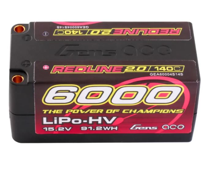 LiPo car shorty 15,2v 6000mAh 140C 4S2P Redline Series 410gr - GEN60004S14S