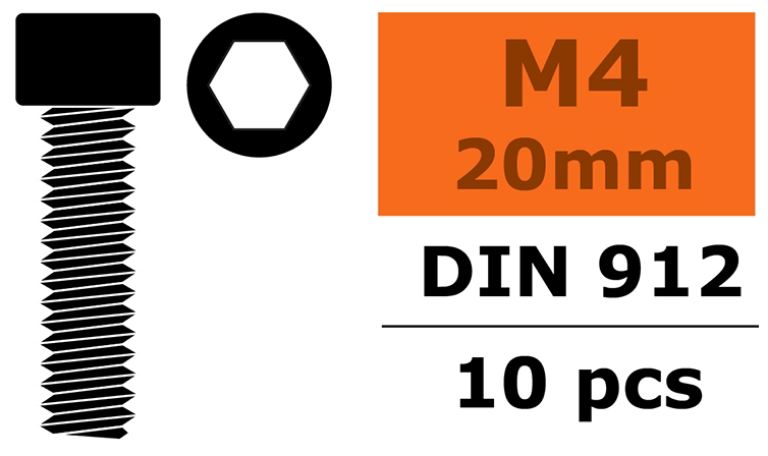 Viti testa a brugola 4x20mm 10pz in acciaio - SUGF-0100-028
