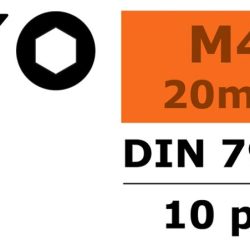 Viti testa svasata a brugola 4x20mm 10pz in acciaio - SUGF-0101-014