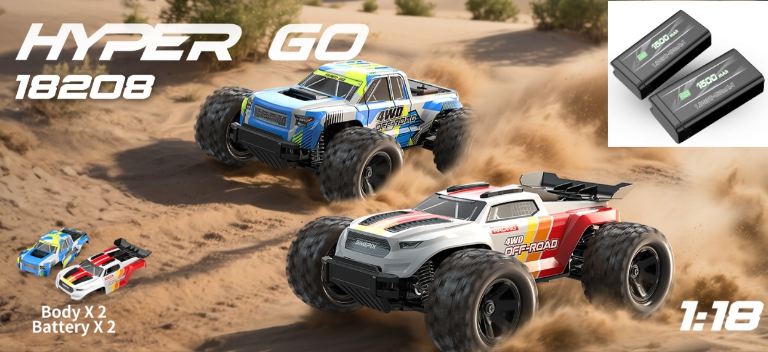 Monster Truck 4WD 1/18 MJX Hyper GO incluse 2 carrozzerie e 2 LiPo – RBT-MX-18208