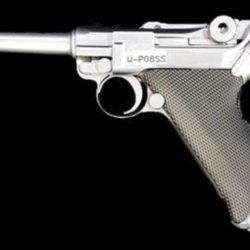 Pistola Luger silver P08S a gas in metallo scarellante canna corta - JOLW-P08SS
