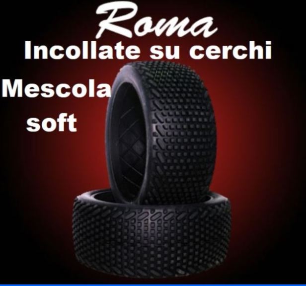 Gomme + cerchi Roma soft 2pz buggy 1/8 incollate - HTR-HRROMASOC