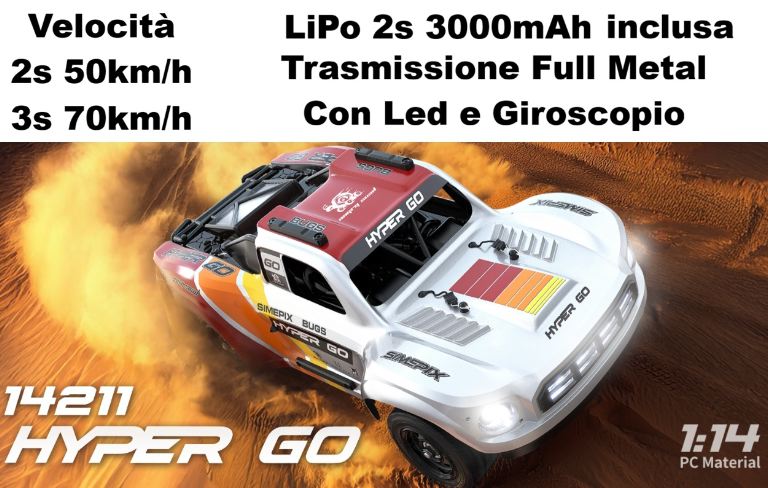 Short Course  4WD 1/14 con gyro e telaio in metallo MJX Hyper GO – RBT-MX-14211