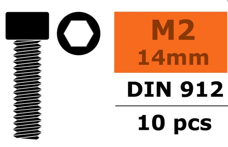 Viti testa a brugola 2x14mm 10pz in acciaio - SUGF-0100-004