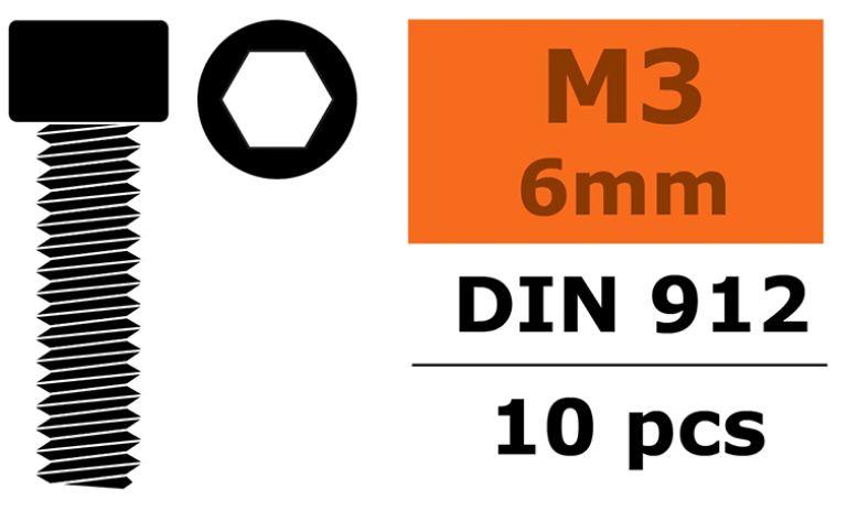 Viti testa a brugola 3x6mm 10pz in acciaio - SUGF-0100-015