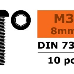 Viti testa bombata 3x8mm 10pz in acciaio a brugola - SUGF-0103-002