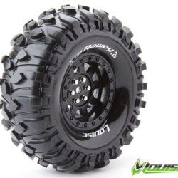 Gomme + cerchi neri 1.9 CR-Rowdy 121mm 2pz 1/10 per crawler - SULR-T3233VB