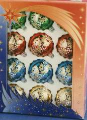 SFERE DECORO CAMPANE 70mm 12pz 4 COLORI  CON BRILLANTINA - YSCC726