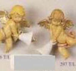 ANGELI CON CAMPANA 7cm     1pz TIPO LEGNO      DIPINTO A MANO - FON296-7TL
