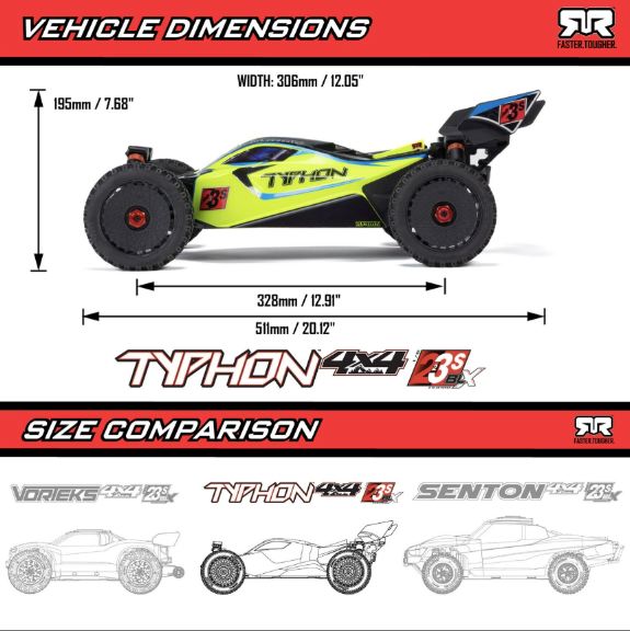 Typhon 4x4 223S verde BLX brushless 1/8 buggy con DSC - HORARA4306V4T1 - immagine 3