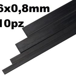 Listelli in carbonio 6x0,8mm 10pz Lunghi 1mt - CND709086
