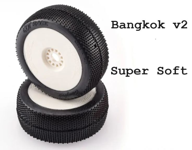 Gomme + cerchi Bangkok v2 Super Soft 2pz buggy 1/8 incollate - HTR001-0113