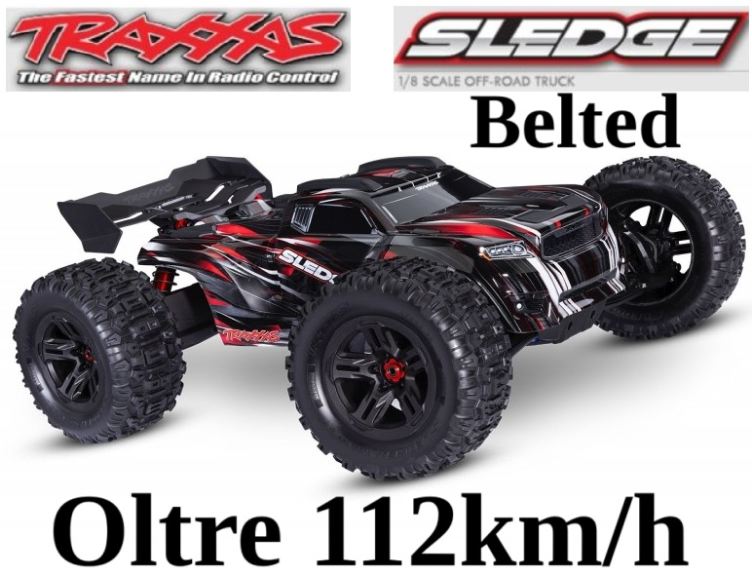 Traxxas Sledge rosso Truggy 1/8 Belted Brushless VXL-6s - TXX95096-4RED