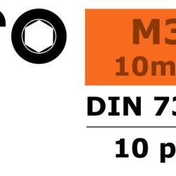 Viti testa tonda a brugola 3x10mm 10pz in acciaio - SUGF-0103-003