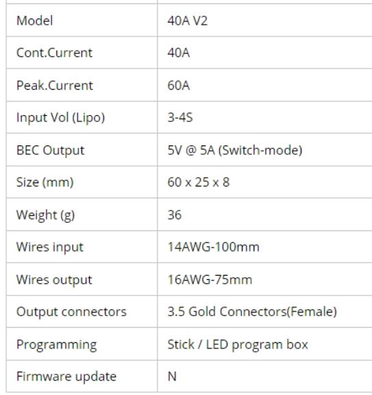 Regolatore Skywalker V2 40A 3-4s BEC 5A - RBTHW80060022 - immagine 4