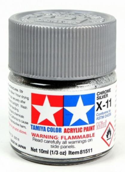 Colore acrilico X-11 Chrome Silver 1pz da 10ml lucido - TAM81511-1PZ