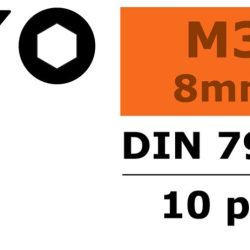 Viti testa svasata a brugola 3x8mm 10pz in acciaio - SUGF-0101-002