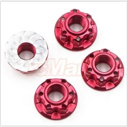 Dadi ruota flangiati rossi M4 alleggeriti look realistico 4pz - GPEDYA-0448RD