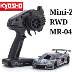 Chevrolet Corvette C8-R Gun Metal/bianca Mini-Z RWD MR04 W-MM - KYO32356GMW