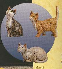 GRUPPO GATTI TIPO LEGNO    3pz PER IL PRESEPE DA 30cm - FONTGATTI30TL