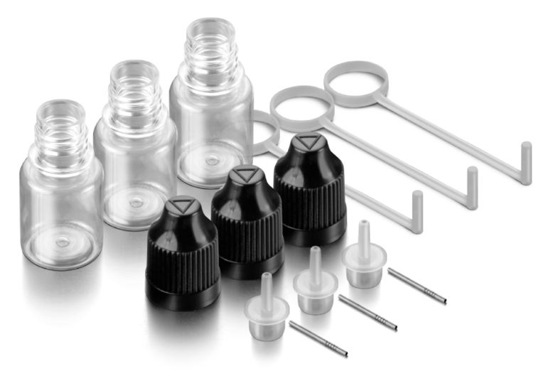 Bottigliette per l'olio ago in acciaio e chiusura di sicurezza 5ml 3pz - HUD106900