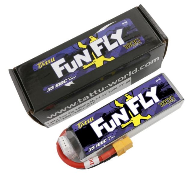 LiPo Funfly 11,1v 1800mAh 100C 3S1P XT60 Tattu - GENTAFF18003S - immagine 3