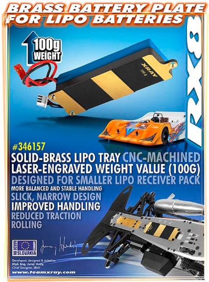 SUPPORTO BATTERIA LiPo RX8 IN OTTONE 100gr - HUD346157 - immagine 3