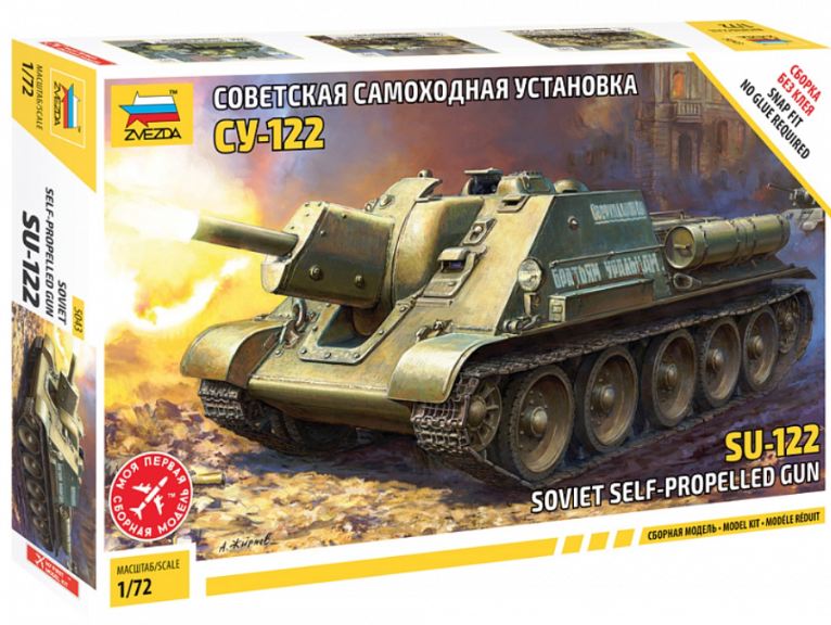 SU-122 Soviet Tank Destroyer 1/72 montaggio ad incastro senza colla - ITAZS5043