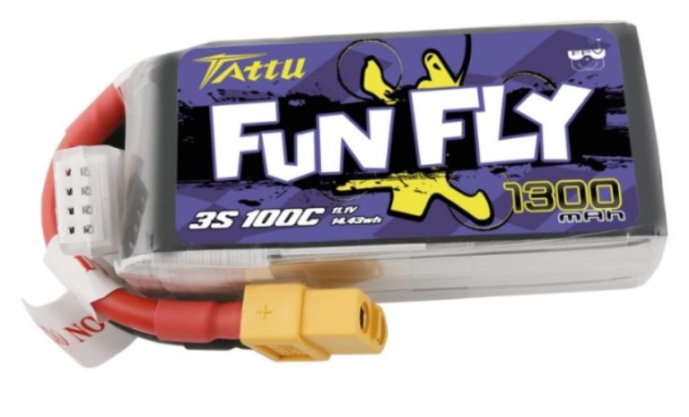 LiPo Tattu 11,1v 1300mAh 100C 3S1P XT60 Funfly Series - GENT100C13003