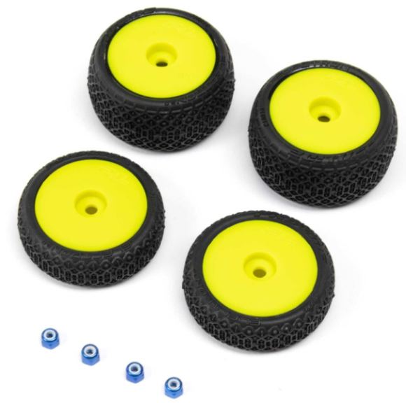 Losi Micro-B Cerchi gialli e gomme Electron 2.0 Buggy 7mm 4pz - HORPRO1031412