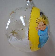 SFERA BIMBO SU LUNA 80mm   1pz ROSA o CELESTE Vetro Soffiato - YSA3039