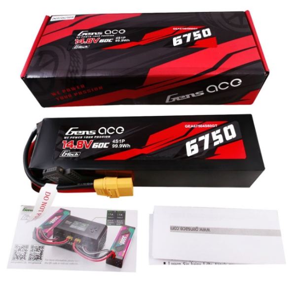 LiPo Car 14,8v 6750m 60C XT90 4s1p G-Tech Gens Ace - GEN67504S60GT - immagine 5
