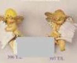 ANGELI CON PERGAMENA 7cm   1pz DA APPENDERE RESINA TIPO LEGNO - FON396-7TL